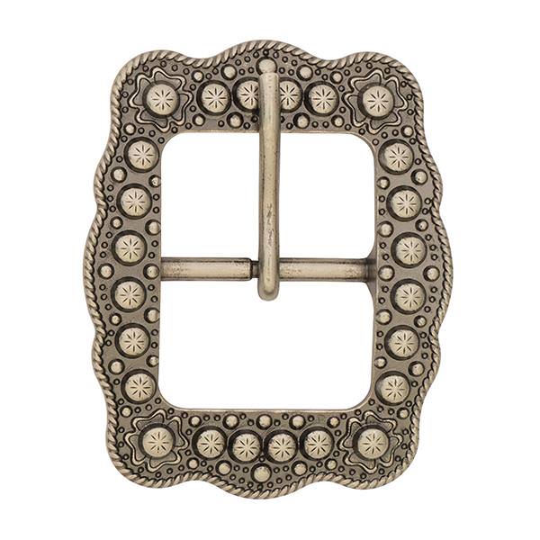 scalloped berry antique silver buckle